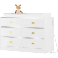 A Nursery Furniture Wood Changing Table Dresser 6 Drawers With Changing Station Tray