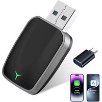 2-in-1 Kabelloser CarPlay-Adapter & Android Auto Wireless-Adapter, 5GHz WLAN Typ-C/USB Plug-and-Play CarPlay Wireless