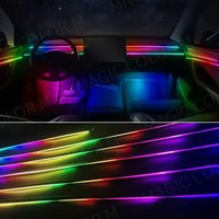 Vgetting Car Ambient Lights 140cm/55.1" Symphony LED 6 in 1 Universal RGB Atmosphere Lamp USB APP Remote for Tesla Model 3 Y S X