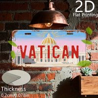 Vintage Vatican "VATICAN" St. Peter's Basilica Dome Scenery License Plate 2D Flat Aluminum Tin Sign Wall Art Decor for Rome Reli