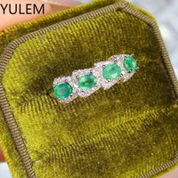 Natural Emerald Ring 925 Silver Earrings for Women Gemstone with Certificate 4x3mm Fashion Design