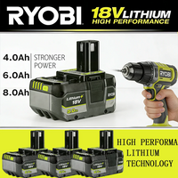 RYOBI 18V 6.0Ah Li-ion Battery, P104 P107 RB18L50 RB18L20 P108 High Capacity Rechargeable Battery,Multifunctional Battery