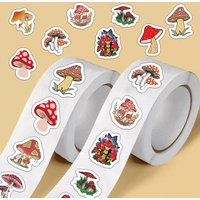 500PCS Colorful Dreamy Mushroom Roll Sticker Pattern Bookkeeping Material Adhesive Sealing Sticker Decorative Sticker