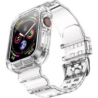 Case+Strap For Apple Watch 44mm 40mm 46mm 42mm 41mm 45mm 49mm Transparent Silicone Bracelet iWatch series Ultra 11 10 9 8 7 6 se