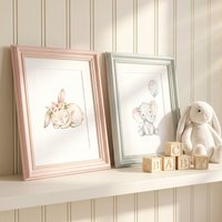 2 Pack Pastel Pink & Blue Picture Frames With Mat A4 Morandi Color Photo Frame With Gold Beaded Trim Cute Decor for Baby Room