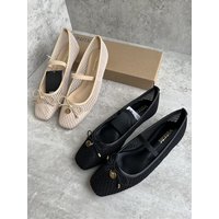 Mary Jane Flat Bottom Women's Shoes Breathable Mesh Slip-On Knot Square Head Casual Style Low Heel Fashion Single S...