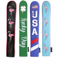 Premium PU Leather Flamingo pattern Embroidery Golf Alignment Stick Cover