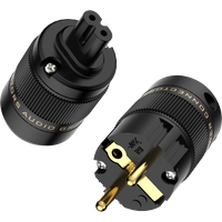 Audiocrast Hifi Gold Plated EU Schuko Plug to IEC C7 Figure 8 Adapter AC Power Cord for Amplifier Speaker Audio Device