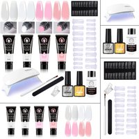 NOCIS 4-Color Poly Gel Nail Extension Kit - Strong & Durable Builder Gel with Compact UV Nail Lamp - Achieve salon-like Results