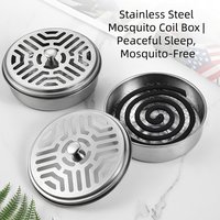 3pcs Stainless Steel Mosquito Coil Box with Lid, Fire-proof & Anti-scald, Creative Ash Tray, Safe, Portable for Outdoor Use
