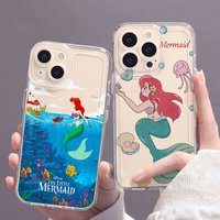 Ins Disneys Princess Ariel Phone Case for iPhone 17 17e Air 16 16e 15 14 Plus 13 12 11 Pro Max X Xs XR 8 TPU Transparent Cover