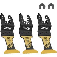 TOLESA 3PCS Titanium Oscillating Saw Blades, Oscillating Multitool Blades, Bi-Metal Saw Blades, Clean Cut for Metal, Wood, Nails