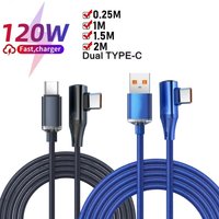 90° L Elbow Gaming Type C Cable 120W 6A PD Quick Charge Anti-Break Braided Data Line Universal Mobile Notebook Charger