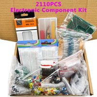 2110PCS Electronic Components Kit - Ultimate Edition with Capacitors Resistors T0-92 LED PCB Board IC Breadboard for DIY Project
