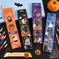 6PCS Halloween HB Pencils with Eraser, Ghost Pumpkin Print, Kids Stationery School, for Halloween Party Favors, Office Supplies