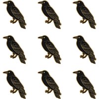 9pcs Punk Black Crow Enamel Pin Vintage Brooch Set Women's Brooches Fashion Lapel Badges Jewelry Friends Gift