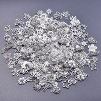 10/20/30/50pcs Wholesale Silver Color Bulk Flower Charms For Jewelry Making Earrings Bracelets Handmade Metal Pendant Breloques