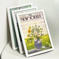 Set of 3 A4 Wooden Picture Frames Black White and Apricot Natural Solid Mount Poster Frames for Wall Mounting Included Hardware