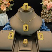 JRH Women's Simple Gold Plated Copper Cubic Zirconia Jewelry Set - Bracelet Ring Necklace Earrings Free Gift Box