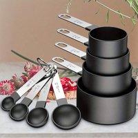 8Pcs Measuring Cups Spoons Stackable Stainless Steel Tablespoon for Measuring Dry Liquid Ingredients Teaspoon with Plastic Head