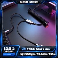 Macaron 8K Cable for Magnetic Keyboard 1-to-2 Split Design Coiled Spring Cable RGB Braided USB C Cable for Valorant Gamer