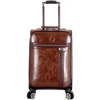 16 20 24 28 Inch Men Retro Spinner Rolling Luggage Trolley Leather Travel Suitcase Carry Ons