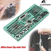 Metric Hand Tap and Die Set M3-M12 8/12/20Pcs Screw Thread Plugs Straight Taper Reamer Tools Hot Sell