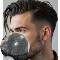 Super Durable Thin Skin PU Human Hair Toupee for Men Capillary Prosthesis Replacement System Natural Hairline Grey Black Brown