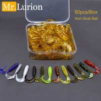 Mr.Lurion 50pcs/box 4cm 0.6g Artificial Fishing Grub Lure Bait, Perch Pike Trout Bait Freshwater Fishing Lure Worm Bait Wobblers