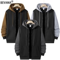 Autumn Zipper Closure Hoodies Long Sleeve Jacket Men's Sports Casual Hooded Sweatshirt Multi Pockets Outdoor Jogging Clothing