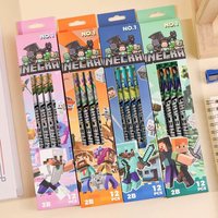 2026 4pcs-12pcs Pencil no box High Appearance Level Minecrafted 2B Pencil Children Special Wood Pen Stationery Birthday Gift