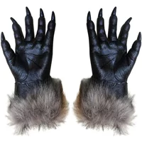 FJS-1 Pair Wolf Gloves Halloween Mask animal mask set werewolf Masquerade Wolf (Size: L, Color: Black)