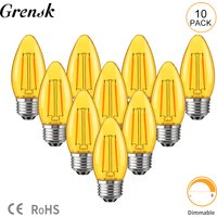 Vintage C35 Led Filament Bulb E27 Base 2W Candle Edison Lamp Amber Orange Glass 2000k 220V Chandelier Pendant Replacement Bulbs