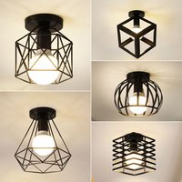 Vintage E27 plafonniers plafonniers pour couloir Foyer allée noir métal intérieur Cage lustre luminaires pour la maison