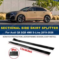 Przedłużki progów bocznych / Listwy progowe / Splittery do Audi Q8 SQ8 4M8 S-Line 2019-2026 2020 2021 2022 2023 2024, tworzywo ABS, 2.2M/86.6 cali