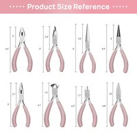 5 In Portable Pink Metal Mini Diagonal Pliers Sets Round Bent Needle Nose Cutter Handcraft Beading For DIY Jewelry Making