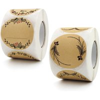 50-500Pcs 2 Inch 5cm Kraft Paper Flowers Thank You Label Stickers For Gift Card Package Party Wrapping Baking Small Business