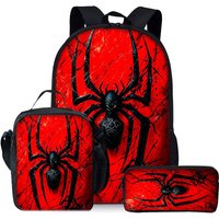 New Spider Pattern Three Piece Set Backpacks for Boy and Girls Best Gifts 2D Flat Cartoon School Backpack for Children