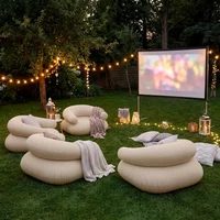 Outdoor Single Portable Inflatable Sofa with Foot Pump U-shaped Sofa with Armrests Suitable Camping Parties Gatherings Holiday