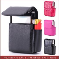 Cigarette Storage Case with Lighter Holder Portable PU Leather Anti-Scratch Cigarette Box Durable Cigarette Storage Organizer