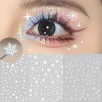Christmas White Snowflake Tattoo Sticker 5D Snowflake Round Tattoo Eyeshadow Stickers Festival Nail Body Makeup Face Decoration