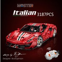 Radio 2.4ghz Remote Control Super Sport Car Technical 1:8 Scale Ferra Italian 488 Pista Spider Building Block Moc Brick Rc Toy