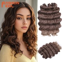 FASHION IDOL 24inch 300g Deep Wavy Passion Twist Crochet Hair Synthetic Crochet Braids Curly Hair Brown Braiding Hair Extensions