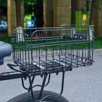 Large Capacity Foldable Bicycle Rear Basket Durable Thickened Mountain Bike Rear Rack Black with Inner Liner Basket