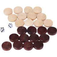 30Pcs/set Wooden Round Checkers Pieces For Backgammon Chess Game Accessories