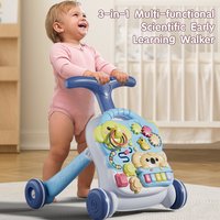 3-in-1 Multifunctional Baby Learning Walker Convertible Activity Play Table Anti-Rollover Stable Toddler Walking Toy
