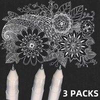 3pcs White Gel Pen,Medium Tip Plastic Sketching Highlight Marker Pen for Artists Black Papers Drawing Design Illustration