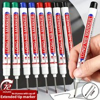 6Pcs/Set 20mm Deep Hole Long Nib Head Markers For Metal Perforating Pen Waterproof Bathroom Woodworking Decoration Multi-Purpose