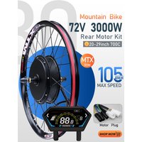 AliExpress KUNTENG E-BIKE MTX Electric Bike Conversion Kit 72V 3000W E-Bike Rear Hub Motor Bike Wheel kit Dropout 135mm For Ebike Conversion Kit 20-29inch