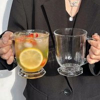 1/2pcs Stylish Simple Handled Glass Cup Vintage Drinkware for Juice Milk Coffee Tea Home Daily Use Household Goods